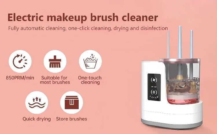 Electric  3 IN 1 Makeup Brush Cleaneing Machine Makeup Brush Dryer Portable Automatic USB Cosmetic Brushes Cleaner Tool