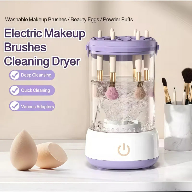 Electric  3 IN 1 Makeup Brush Cleaneing Machine Makeup Brush Dryer Portable Automatic USB Cosmetic Brushes Cleaner Tool