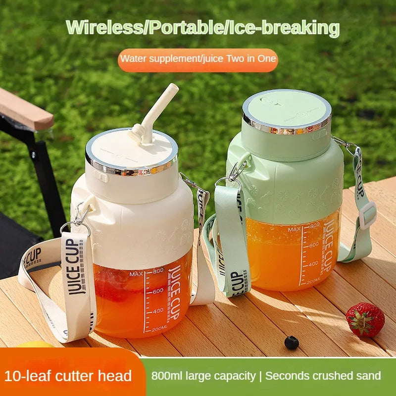 Electric Portable blender- USB Rechargeable Sports Bottle Juicing Cup Mixer for Shakes and Smoothies - 10 Blade 800ml - Multiple purpose - wireless / Portable / ice-breaking.