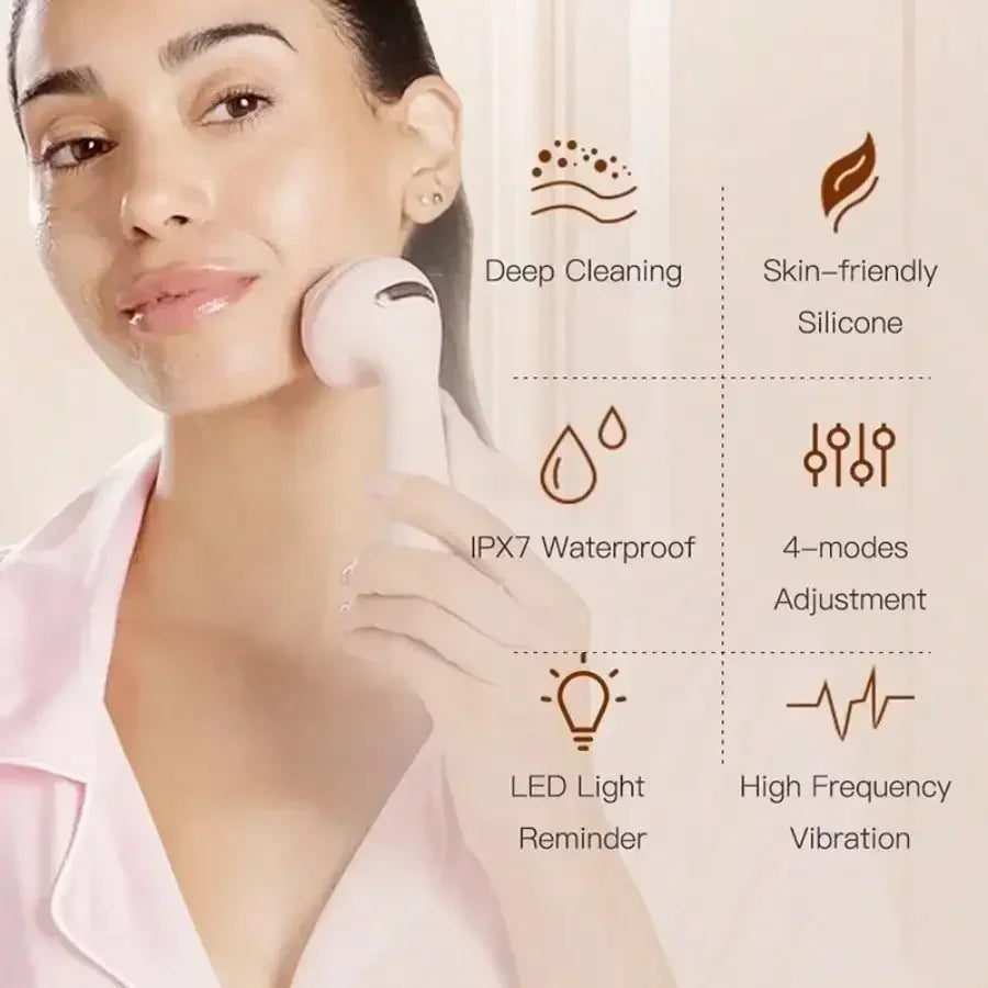 Electric Silicone Brush Facial Brush Skin Massager Wireless Charging Cleansing Waterproof  Vibration Beauty Instrument Care