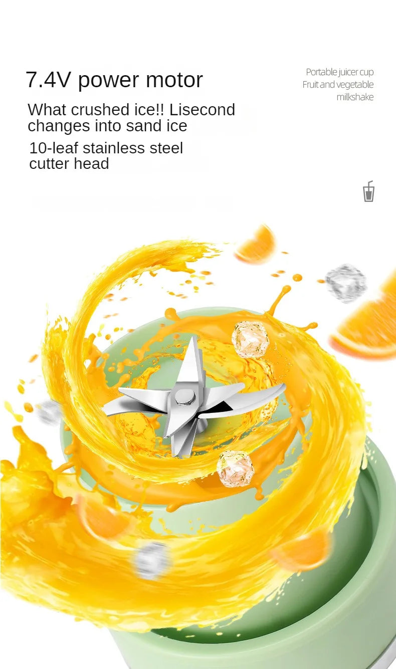 Electric Portable blender- USB Rechargeable Sports Bottle Juicing Cup Mixer for Shakes and Smoothies - 10 Blade 800ml - Multiple purpose - wireless / Portable / ice-breaking.