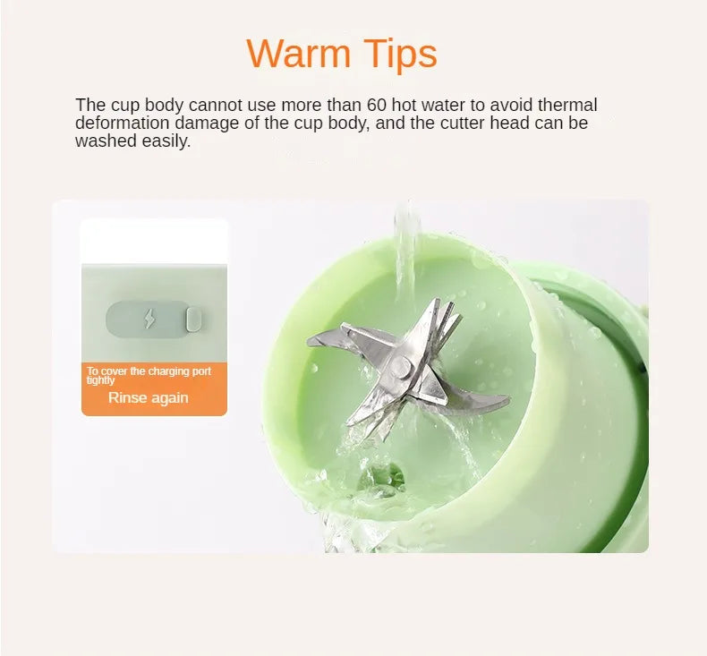 Electric Portable blender- USB Rechargeable Sports Bottle Juicing Cup Mixer for Shakes and Smoothies - 10 Blade 800ml - Multiple purpose - wireless / Portable / ice-breaking.