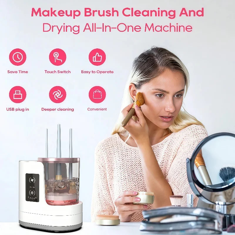Electric  3 IN 1 Makeup Brush Cleaneing Machine Makeup Brush Dryer Portable Automatic USB Cosmetic Brushes Cleaner Tool