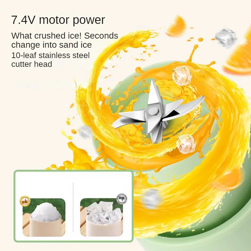 Electric Portable blender- USB Rechargeable Sports Bottle Juicing Cup Mixer for Shakes and Smoothies - 10 Blade 800ml - Multiple purpose - wireless / Portable / ice-breaking.