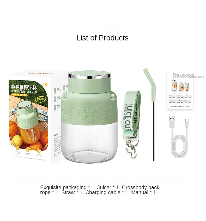 Electric Portable blender- USB Rechargeable Sports Bottle Juicing Cup Mixer for Shakes and Smoothies - 10 Blade 800ml - Multiple purpose - wireless / Portable / ice-breaking.